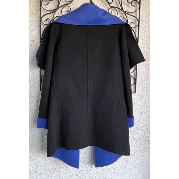 Lafayette 148 Wool Draped Open Front Coat - Size M- Blue/ Black - Picture 5 of 9